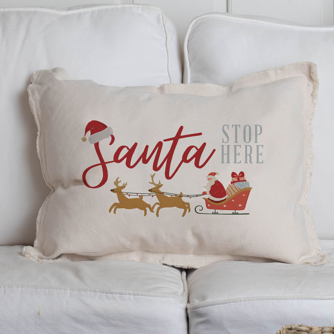 Santa Stop Here Lumbar Pillow