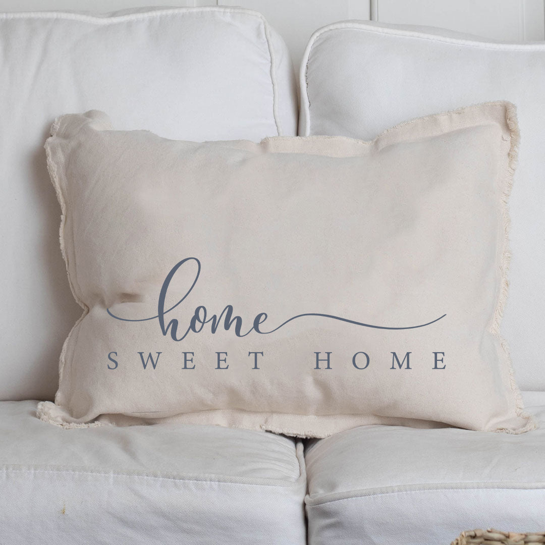 Grey and White Home Sweet Home Lumbar Pillow