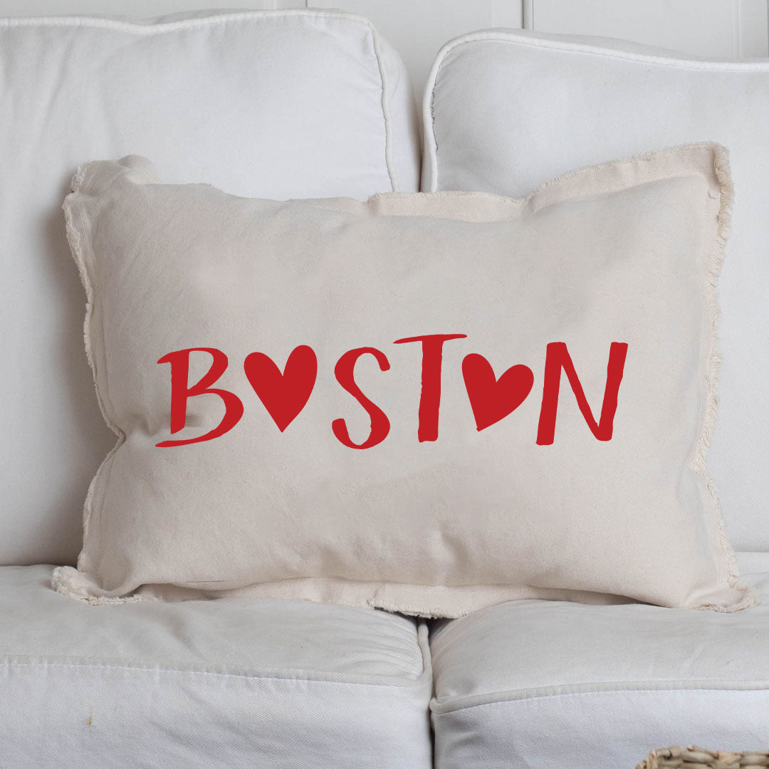 Red Boston Heart Lumbar Pillow