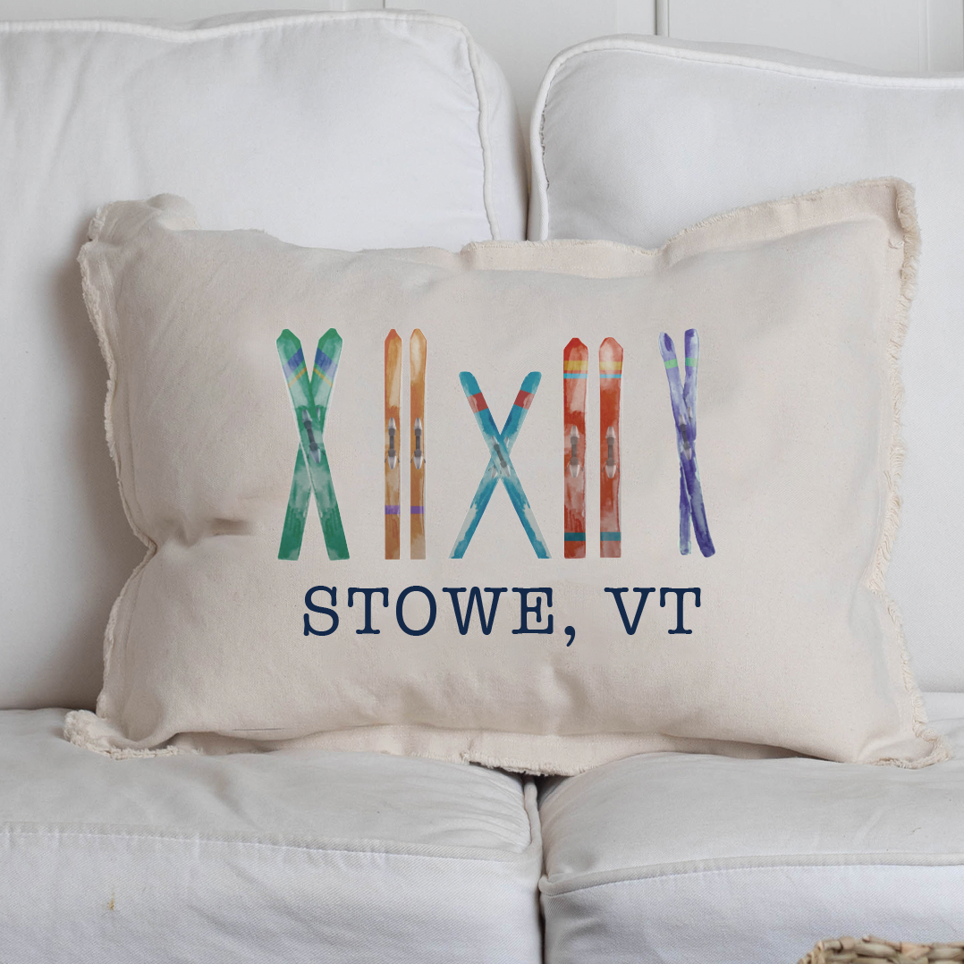 Multi Skis Personalized Lumbar Pillow