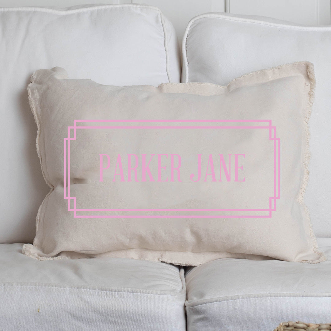 Pink Gingham Personalized Lumbar Pillow