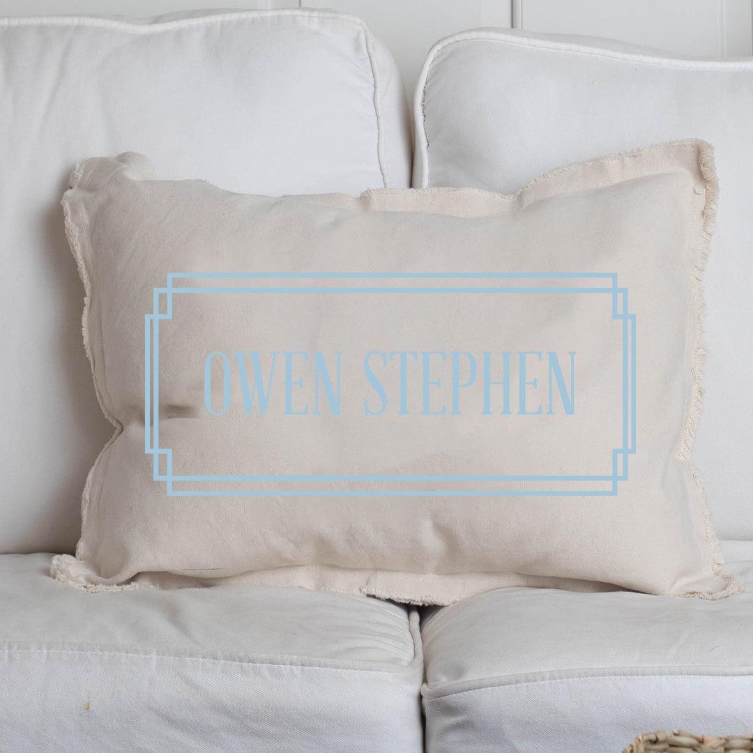 Blue Gingham Personalized Lumbar Pillow