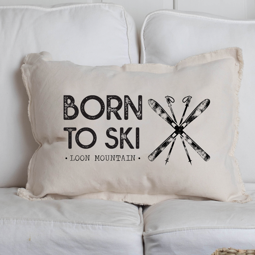 Personalized Born To Ski Lumbar Pillow