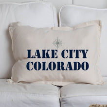 Load image into Gallery viewer, Personalized Compass Two Line Text Lumbar Pillow
