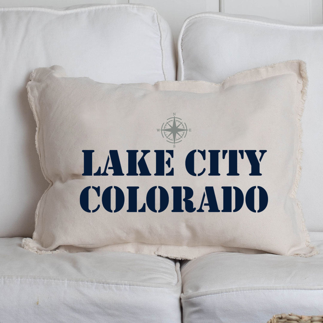Compass Two Line Text Personalized Lumbar Pillow