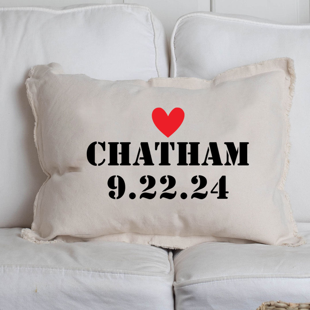Heart Two Line Text Personalized Lumbar Pillow