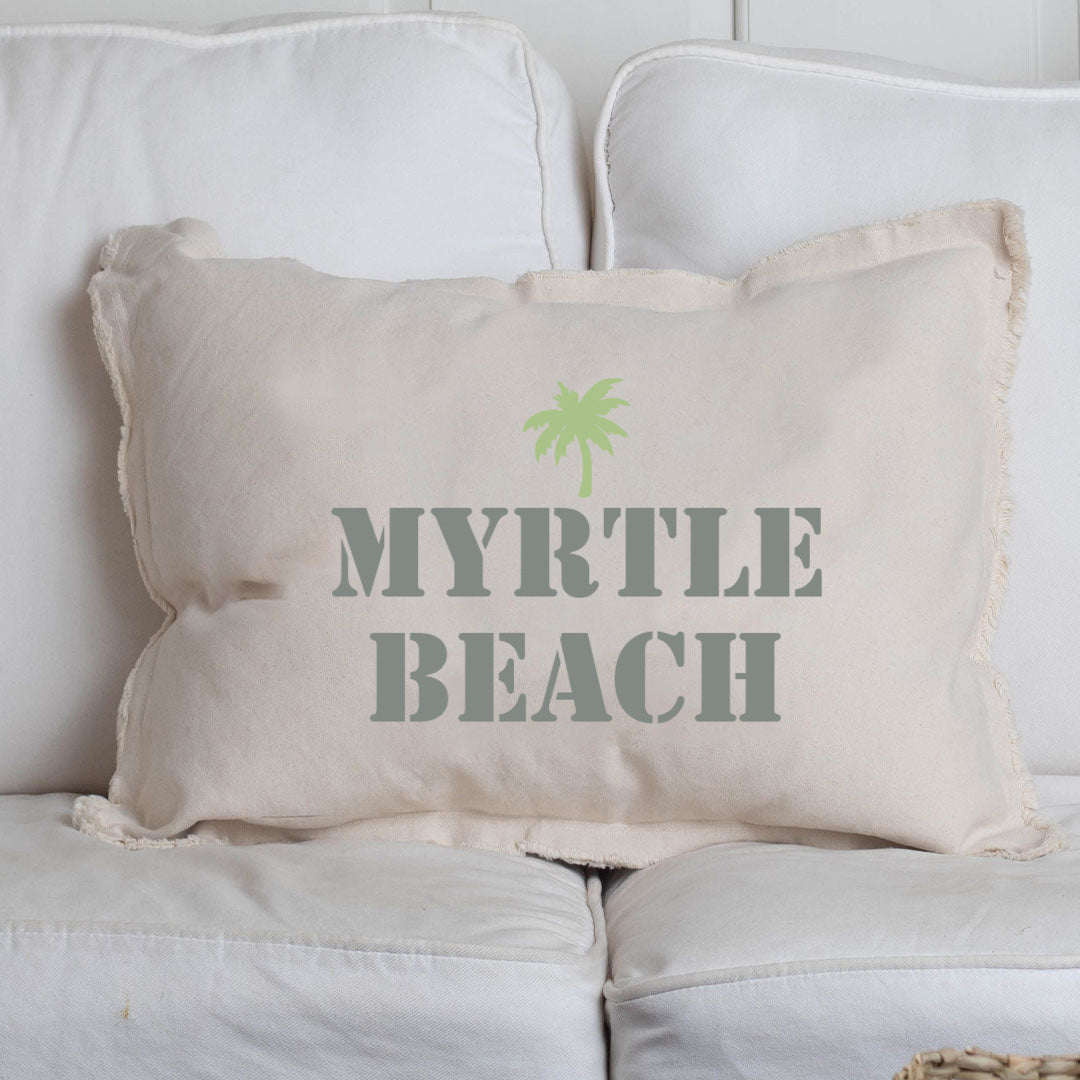 Personalized Palm Tree Two Line Text Lumbar Pillow