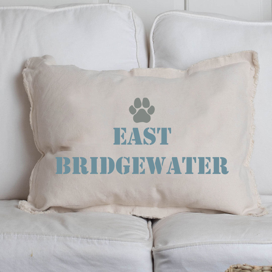 Personalized Paw Print Two Line Text Lumbar Pillow