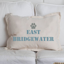 Load image into Gallery viewer, Personalized Paw Print Two Line Text Lumbar Pillow
