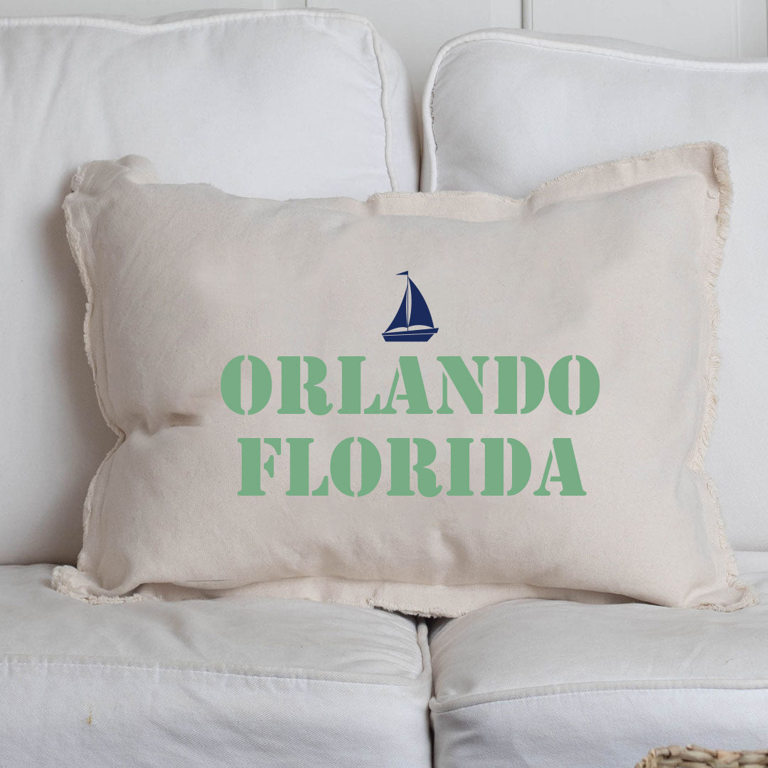 Personalized Sailboat Two Line Text Lumbar Pillow