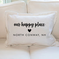 Personalized Our Happy Place Lumbar Pillow