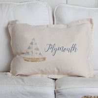 Personalized Hydrangea Sailboat Lumbar Pillow