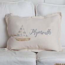 Load image into Gallery viewer, Personalized Hydrangea Sailboat Lumbar Pillow
