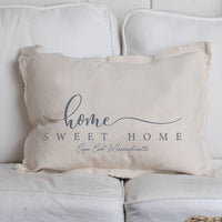 Personalized Grey and White Home Sweet Home Lumbar Pillow