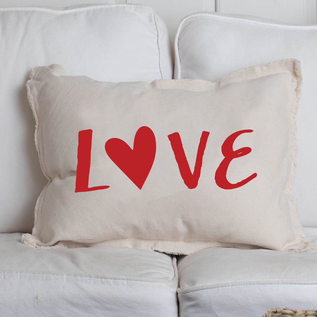 Valentine's Red Love Heart Lumbar Pillow