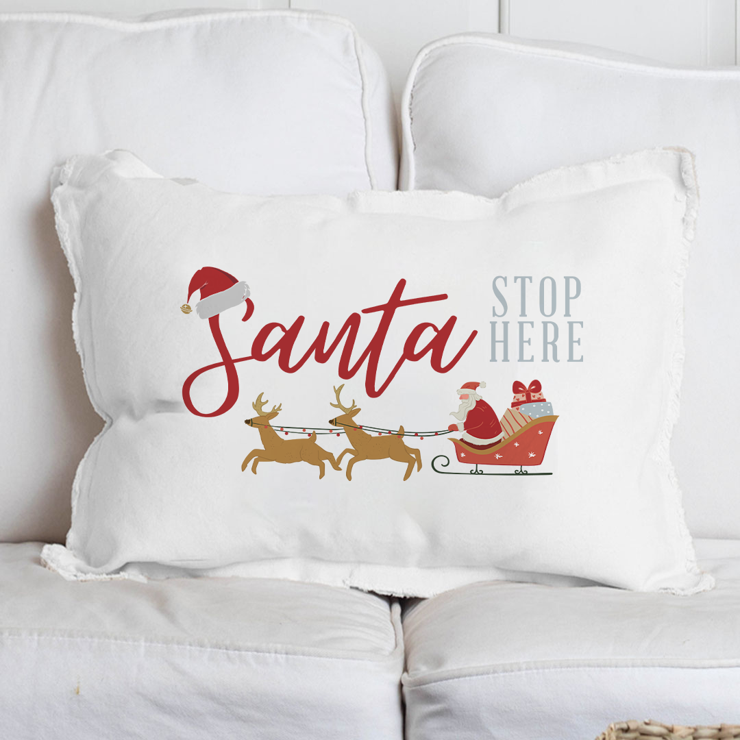 Santa Stop Here Lumbar Pillow