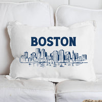 Navy Boston Skyline Lumbar Pillow