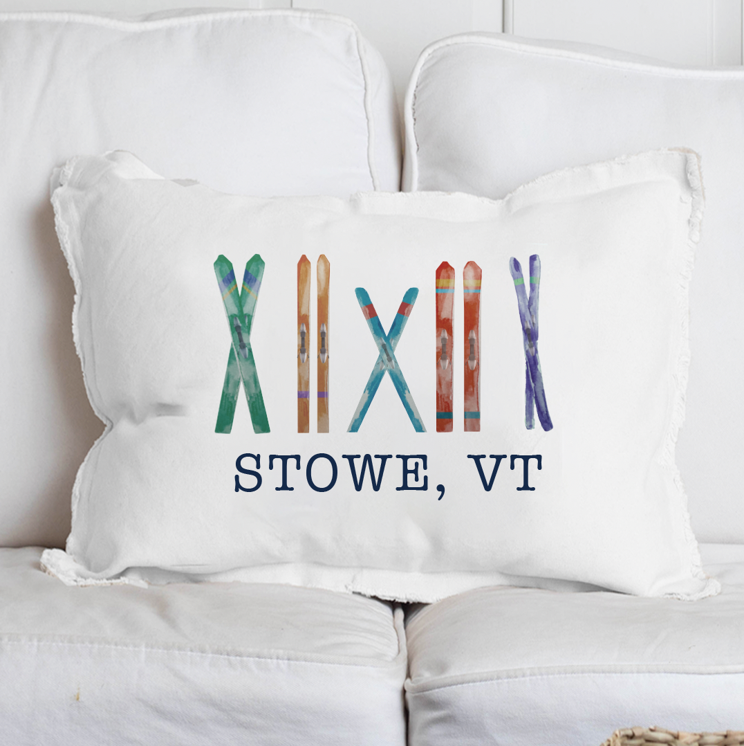 Multi Skis Personalized Lumbar Pillow