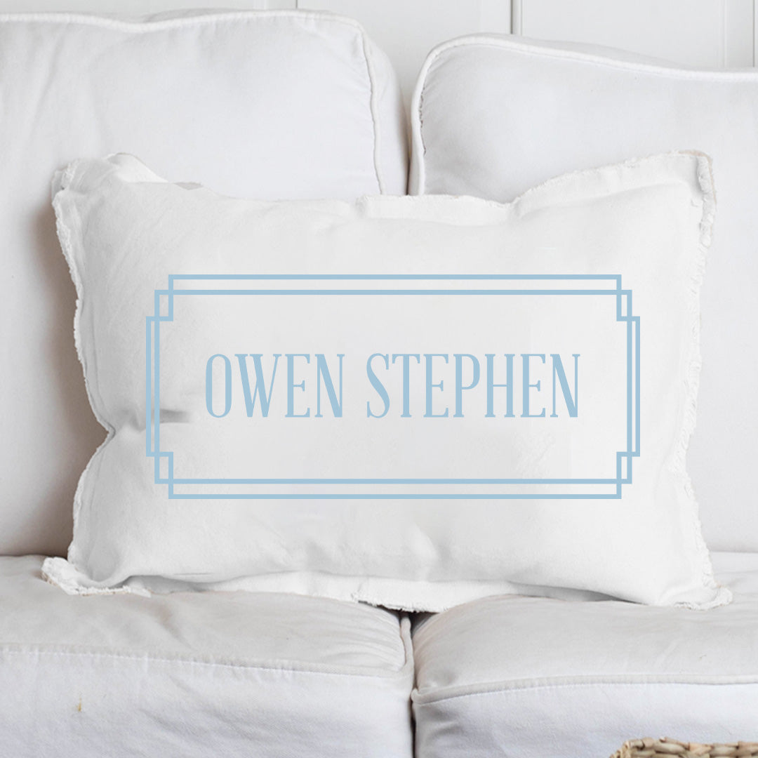 Blue Gingham Personalized Lumbar Pillow