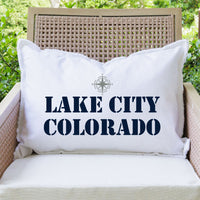 Compass Two Line Text Personalized Lumbar Pillow