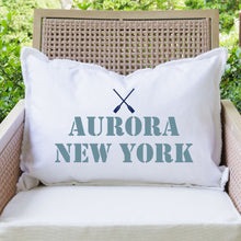 Load image into Gallery viewer, Personalized Oars Two Line Text Lumbar Pillow
