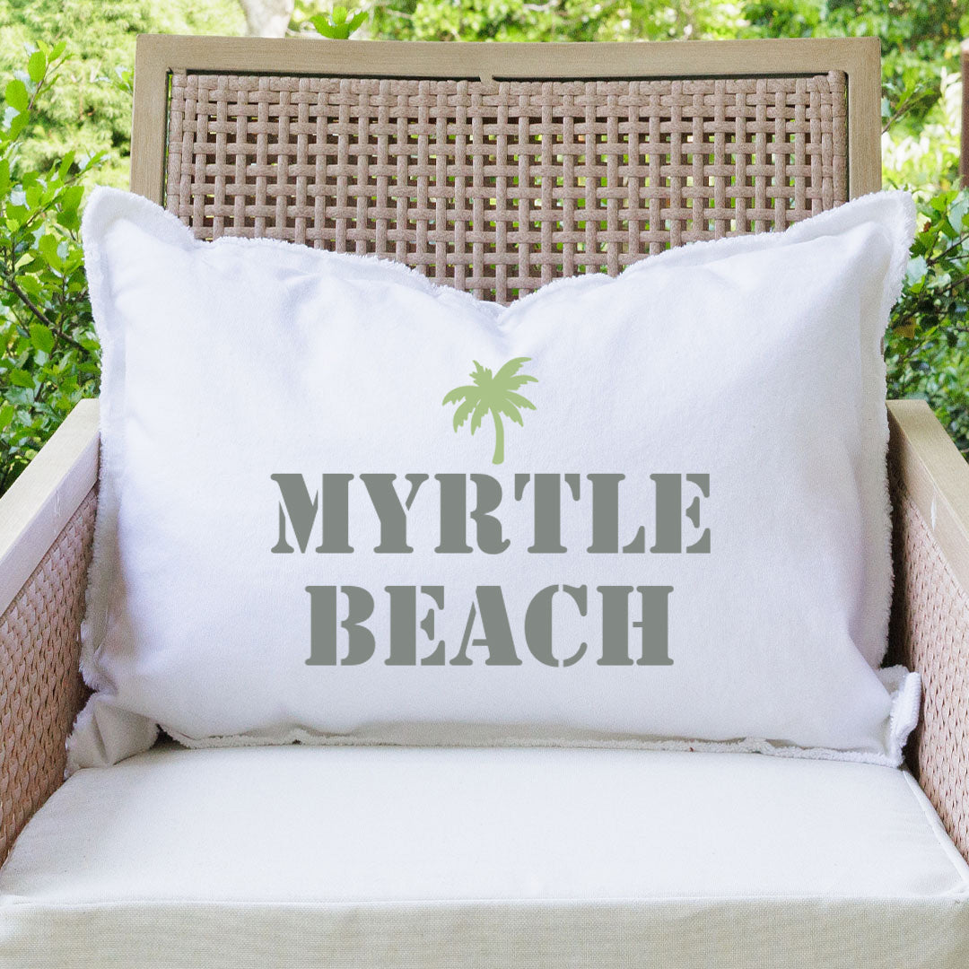 Personalized Palm Tree Two Line Text Lumbar Pillow