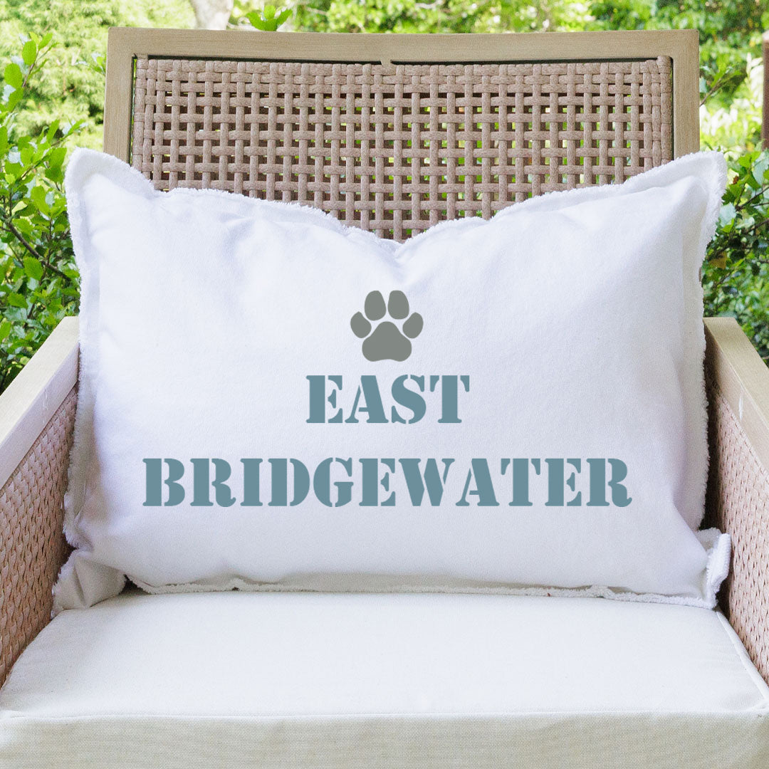 Personalized Paw Print Two Line Text Lumbar Pillow