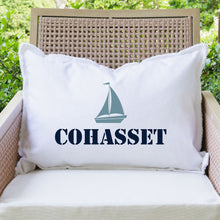 Load image into Gallery viewer, Personalized Sailboat One Line Text Lumbar Pillow

