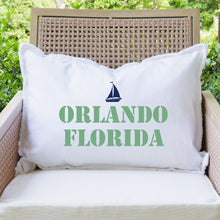 Load image into Gallery viewer, Personalized Sailboat Two Line Text Lumbar Pillow
