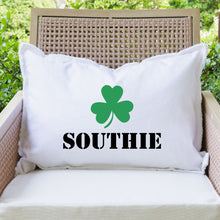 Load image into Gallery viewer, Personalized Shamrock One Line Text Lumbar Pillow
