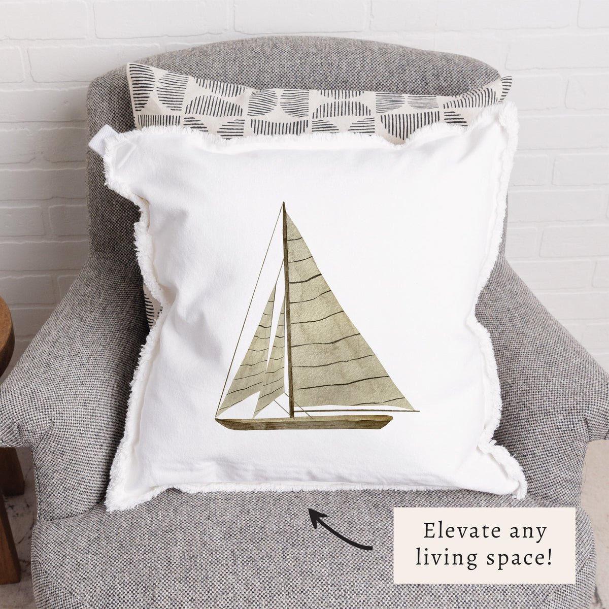 Striped Sailboat Pillow