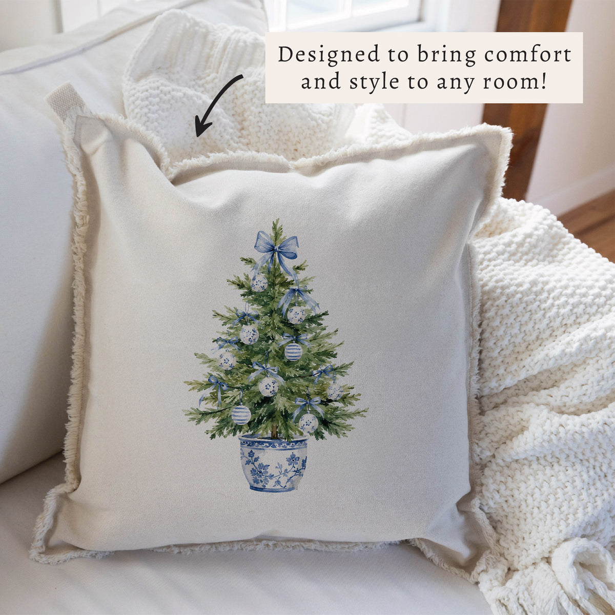 Coastal Cottage Christmas Tree Pillow