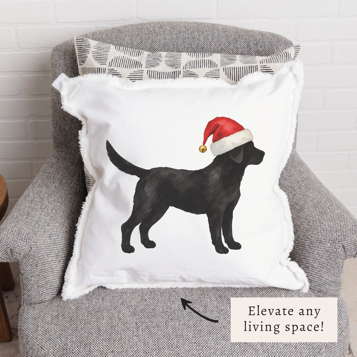 Black Lab Santa Hat Pillow