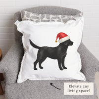 Black Lab Santa Hat Pillow