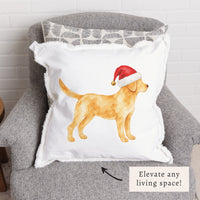 Yellow Lab Santa Hat Pillow