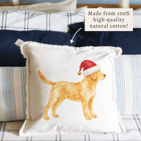 Yellow Lab Santa Hat Pillow