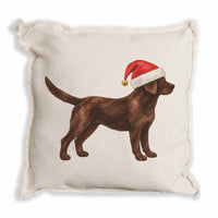 Chocolate Lab Santa Hat Pillow