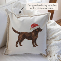Chocolate Lab Santa Hat Pillow