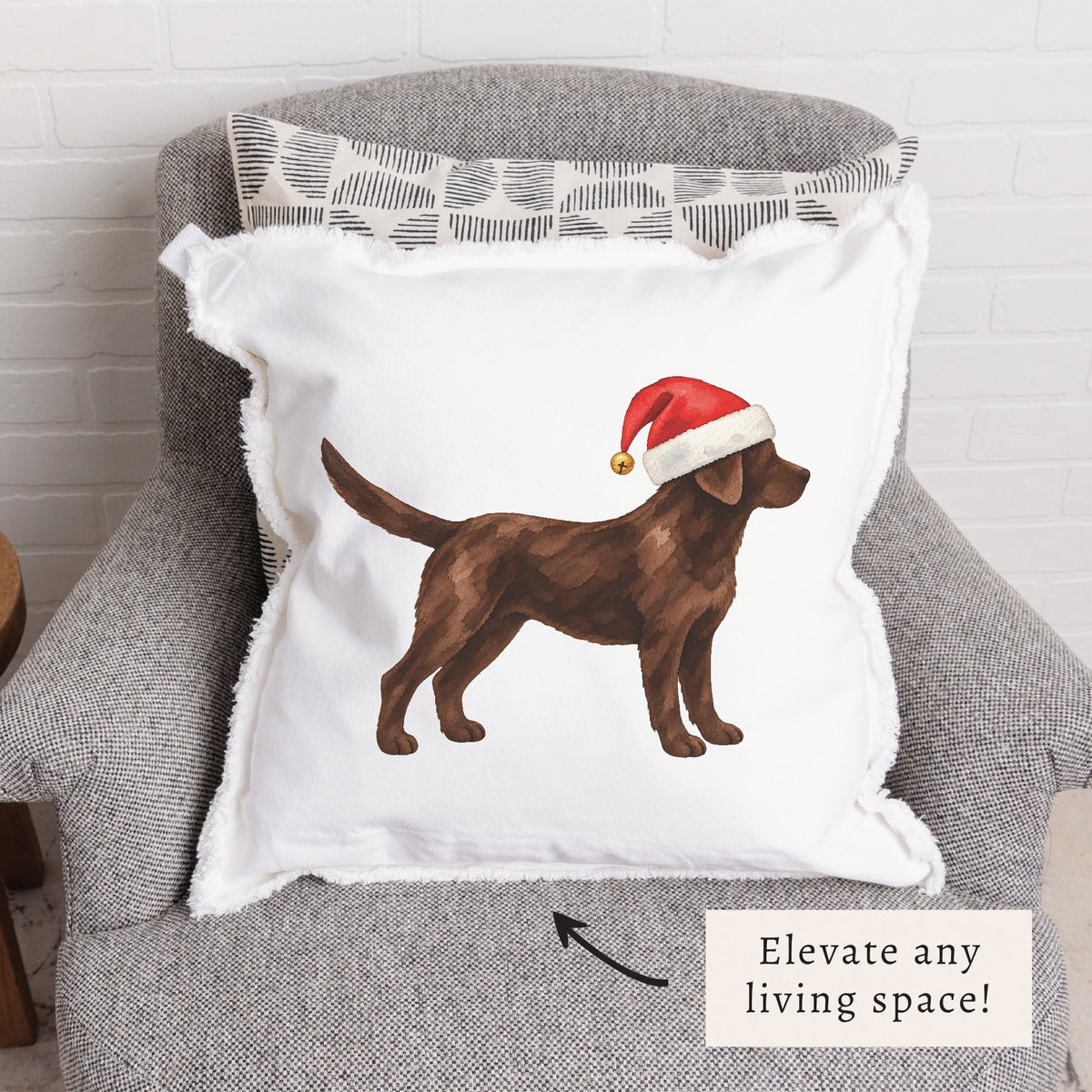 Chocolate Lab Santa Hat Pillow