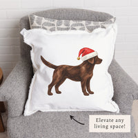 Chocolate Lab Santa Hat Pillow