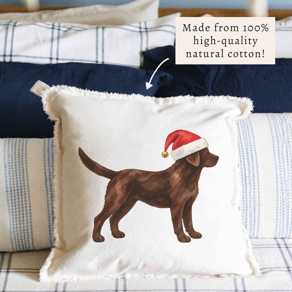 Chocolate Lab Santa Hat Pillow