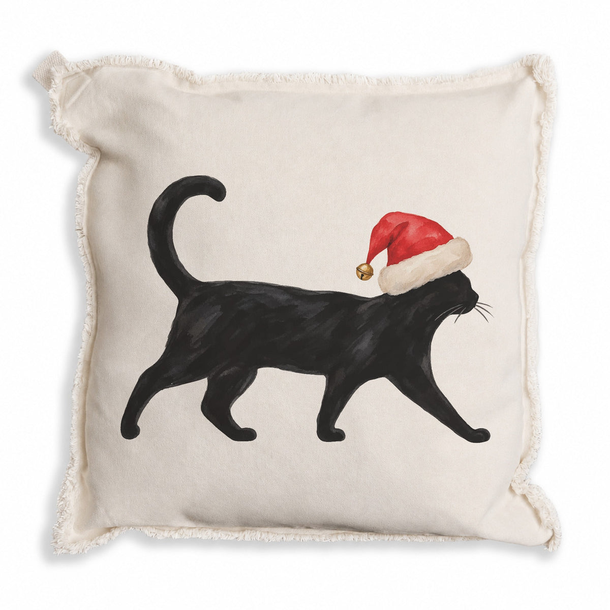 Black Cat Santa Hat Pillow