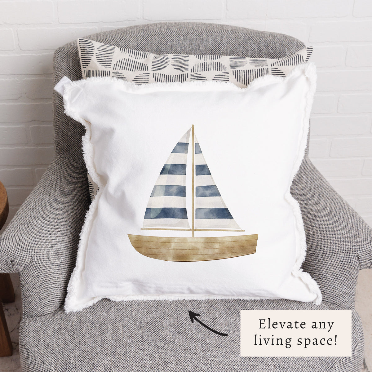 Watercolor Sailboat Pillow