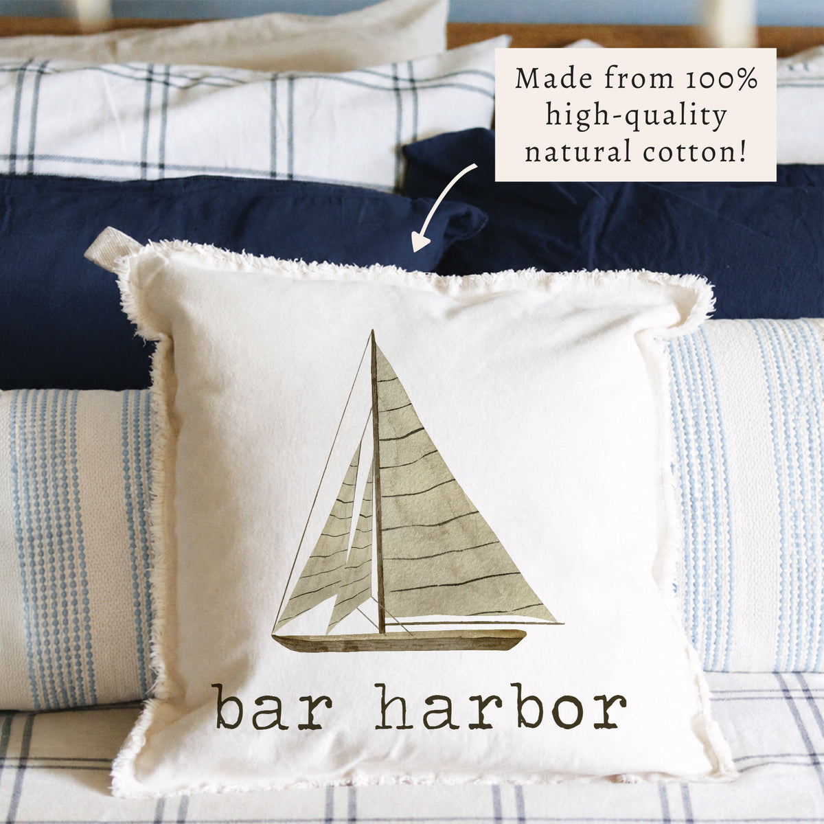 Striped Sailboat Personalized Pillow