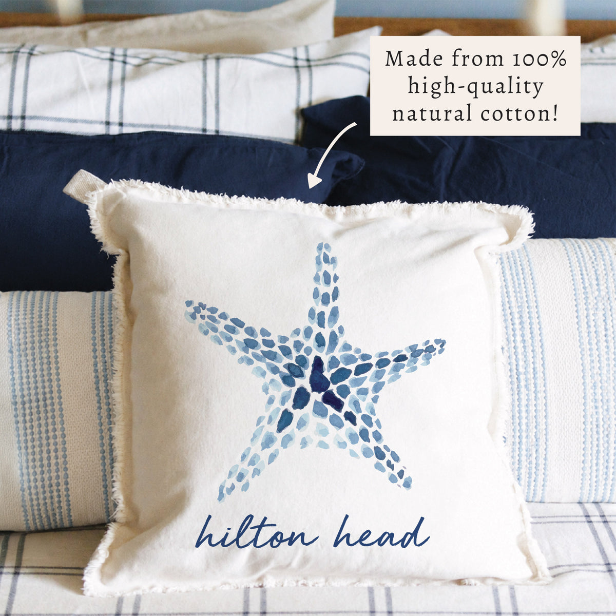 Blue Starfish Personalized Pillow