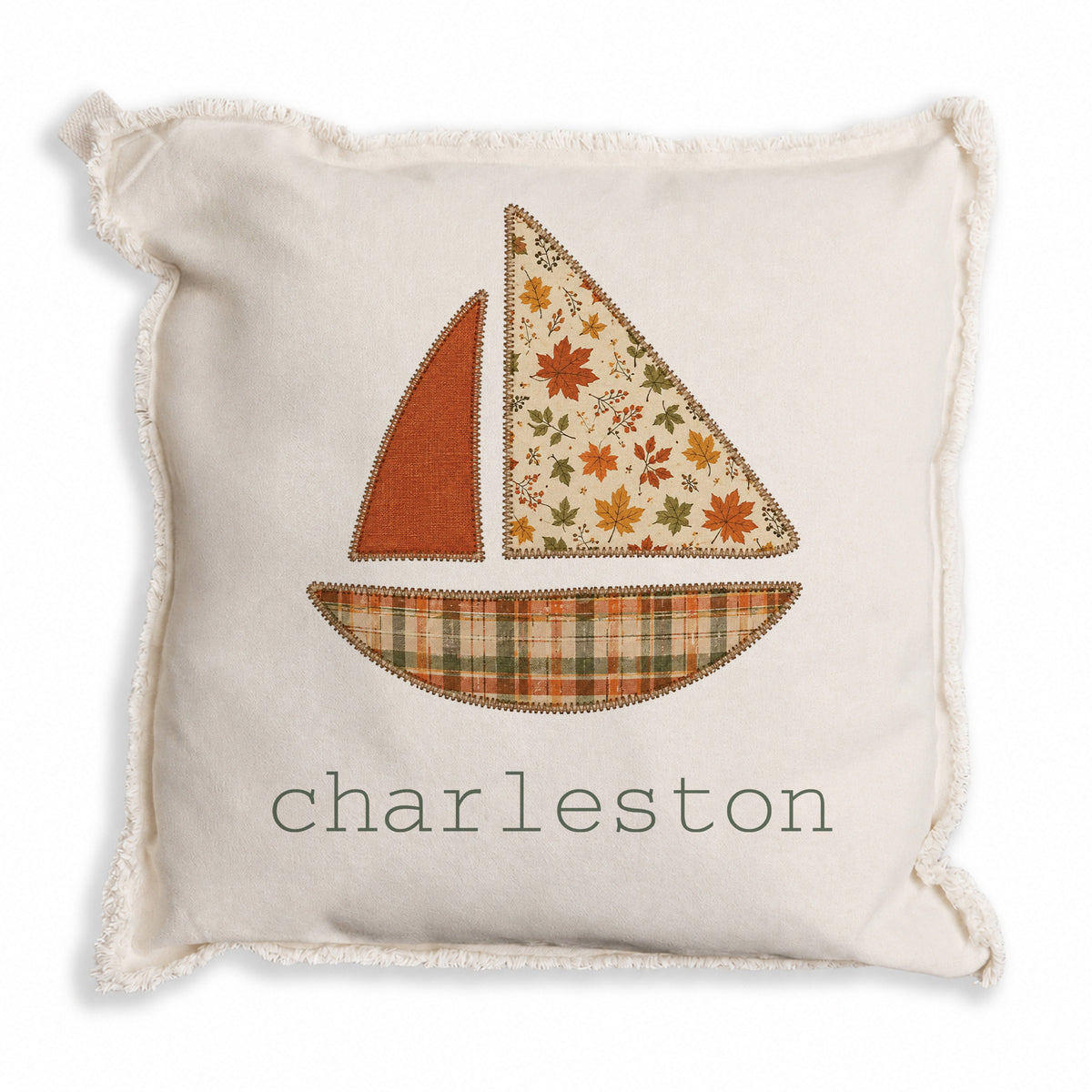 Fall Sailboat Personalized Pillow