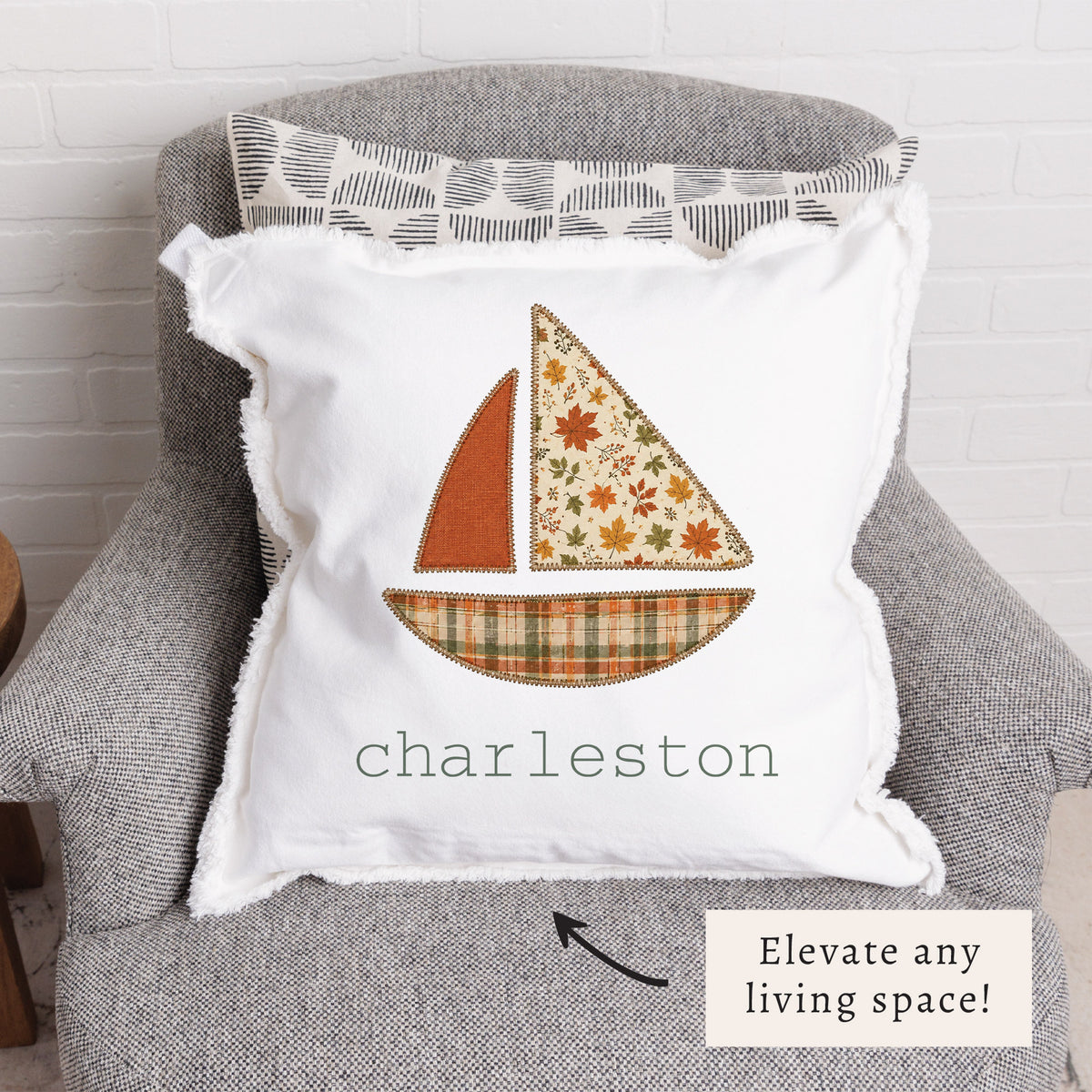 Fall Sailboat Personalized Pillow