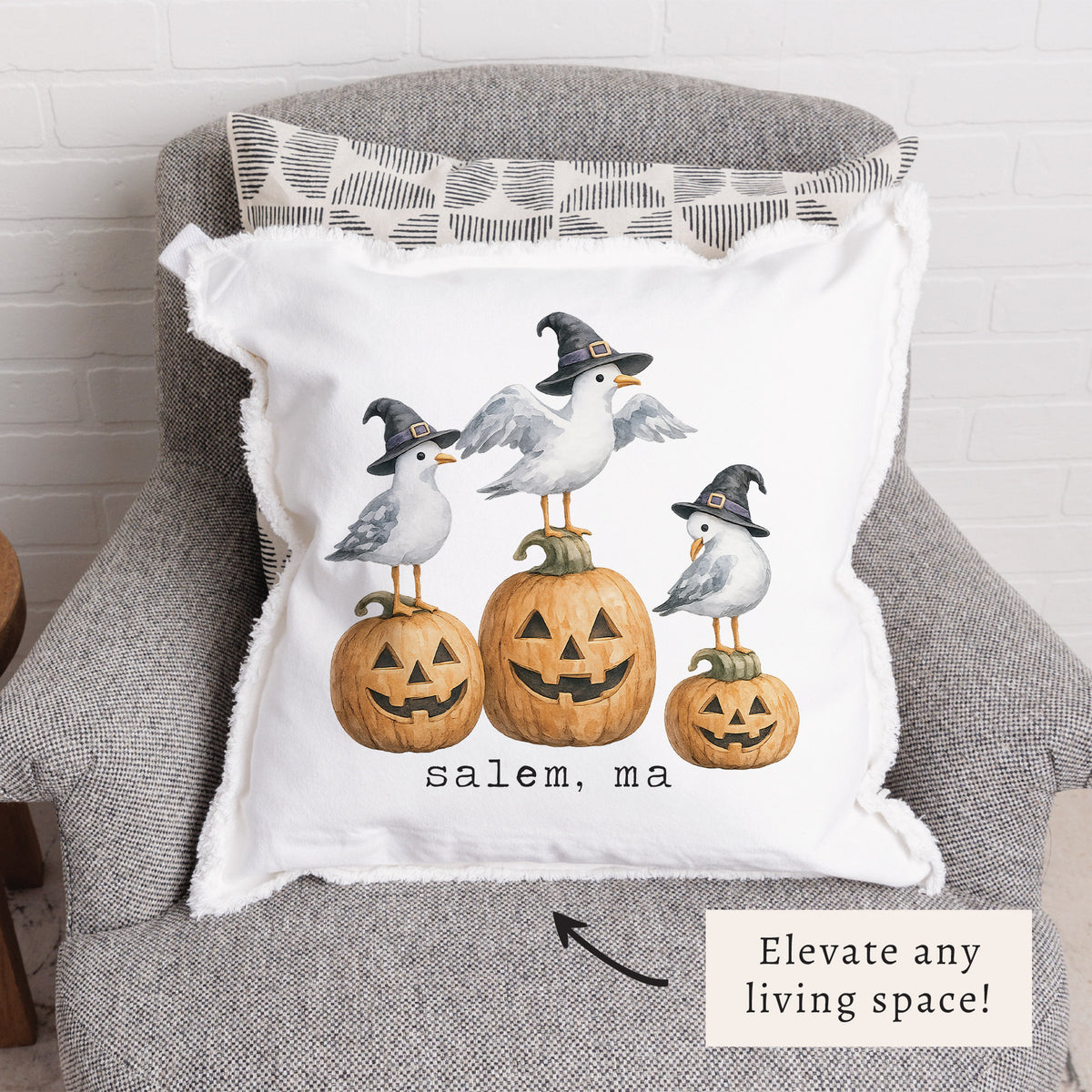 Witch Seagulls Personalized Pillow
