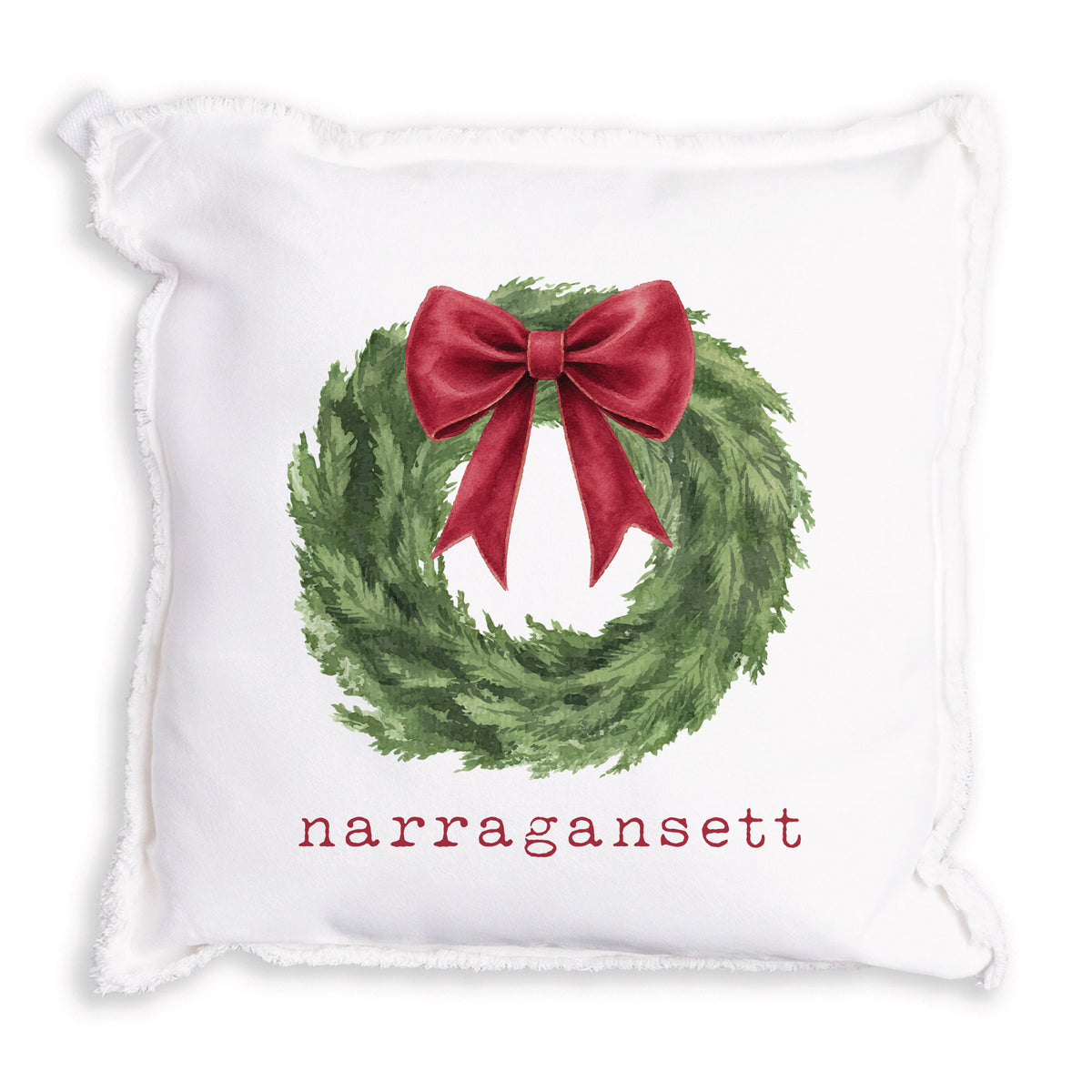 Holiday Wreath Personalized Pillow