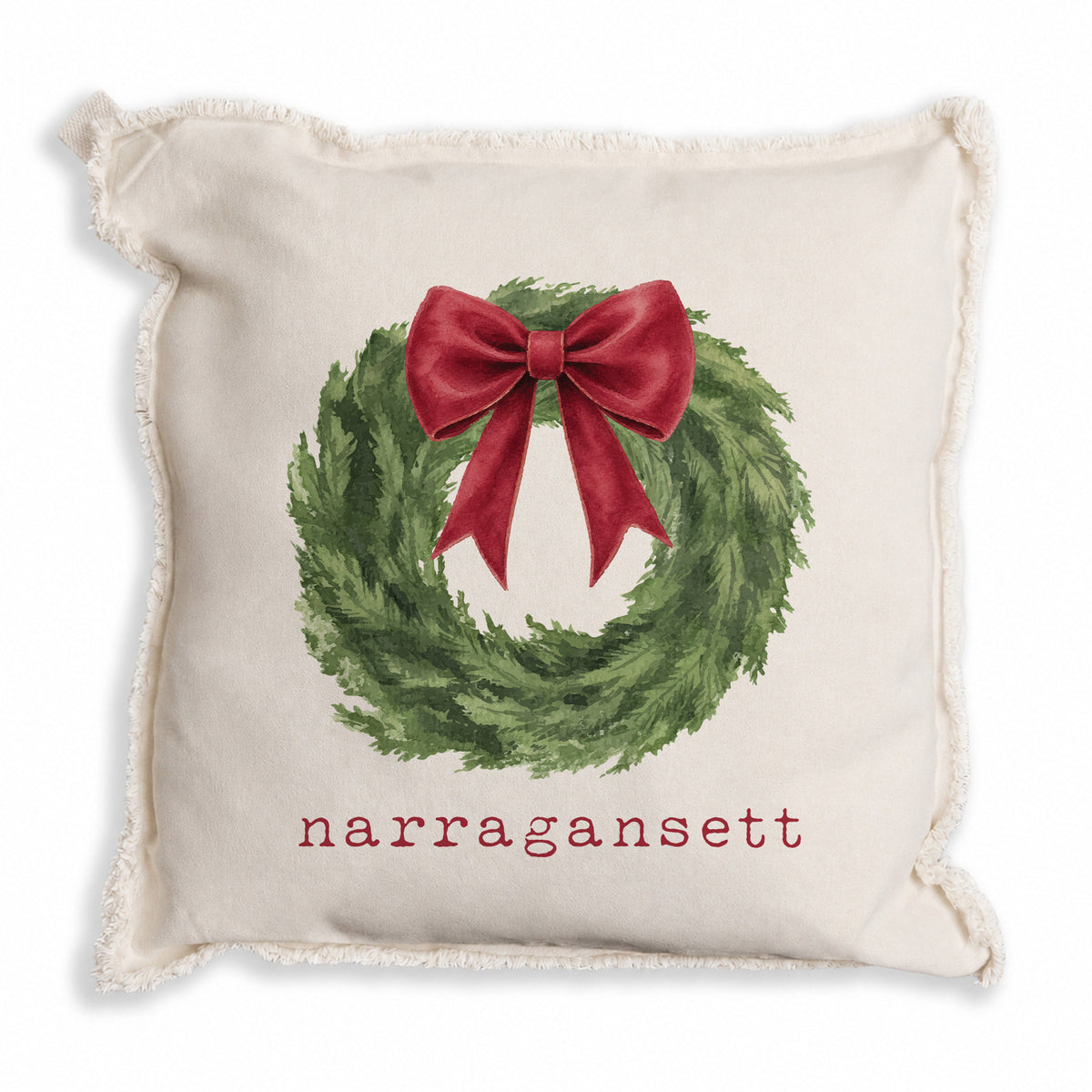Holiday Wreath Personalized Pillow